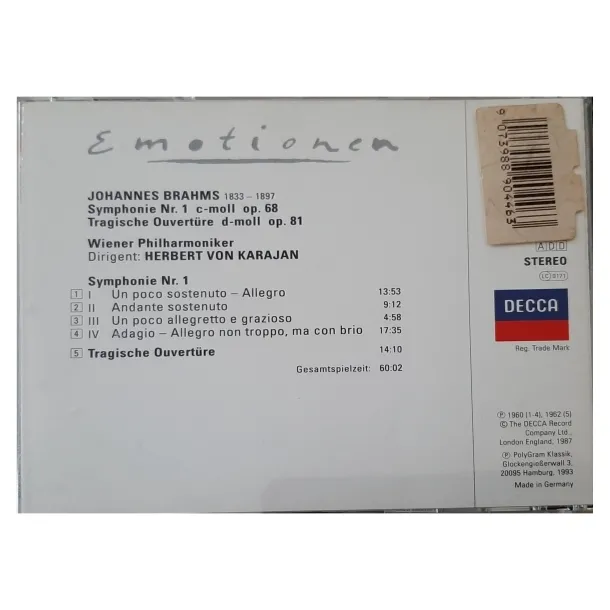 Johannes Brahms: Symphonie Nr. 1 + Tragische Ouvertüre