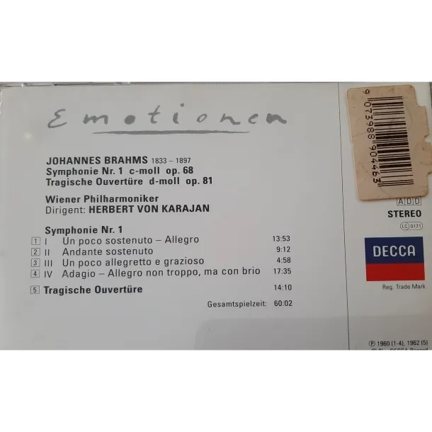 Johannes Brahms: Symphonie Nr. 1 + Tragische Ouvertüre