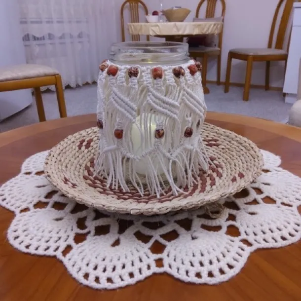 Makrameeglas für Kerze